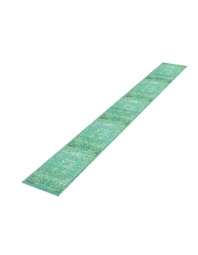 Washable Spring Green 2' x 13' 1 Renaissance Runner Area Rug Easy to Clean Stain Resistant & Durable Colorful Distressed Vintage Carpet for Sale at Rug Engine