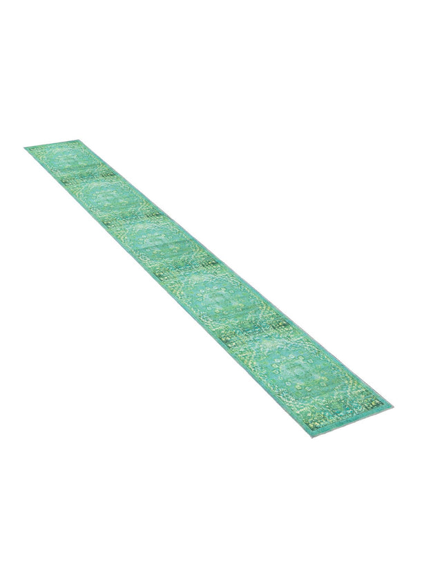 Washable Spring Green 2' x 13' 1 Renaissance Runner Area Rug Easy to Clean Stain Resistant & Durable Colorful Distressed Vintage Carpet for Sale at Rug Engine