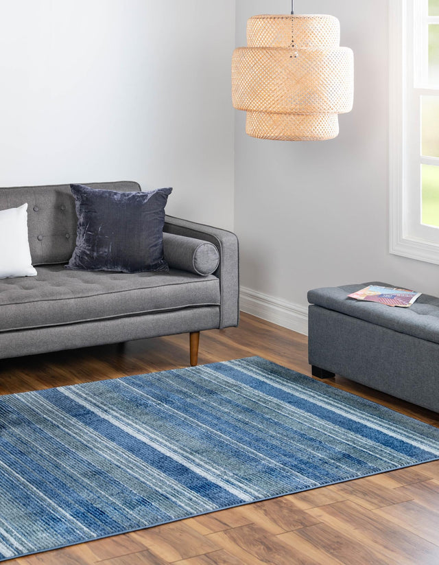 Blue 6' 1 x 9' 2 Gemstone Rectangle Area Rug Polypropylene Contemporary Carpet Easy Clean Stain Resistant for Home Design Decorating for Sale at Rug Engine