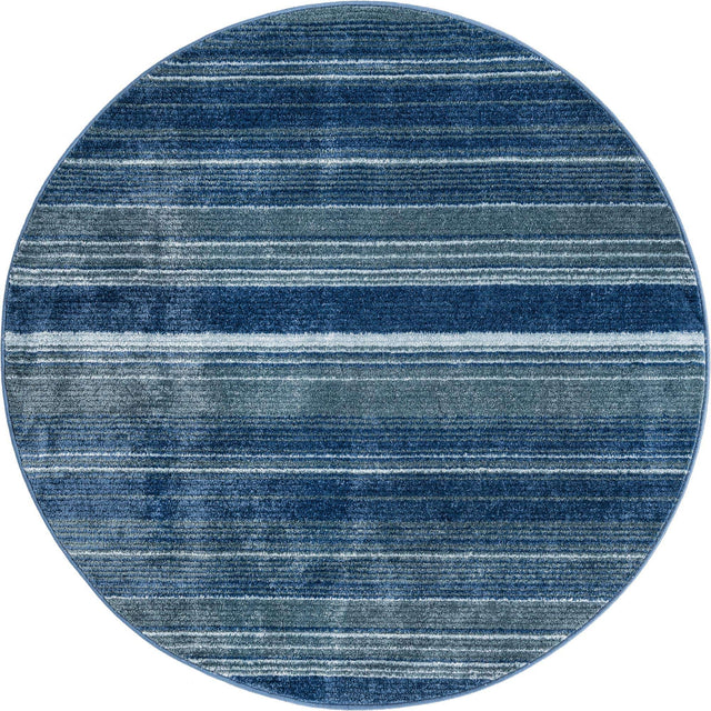 Blue 5' 3 x 5' 3 Gemstone Round Area Rug Polypropylene Contemporary Carpet Easy Clean Stain Resistant for Home Design Decorating for Sale at Rug Engine
