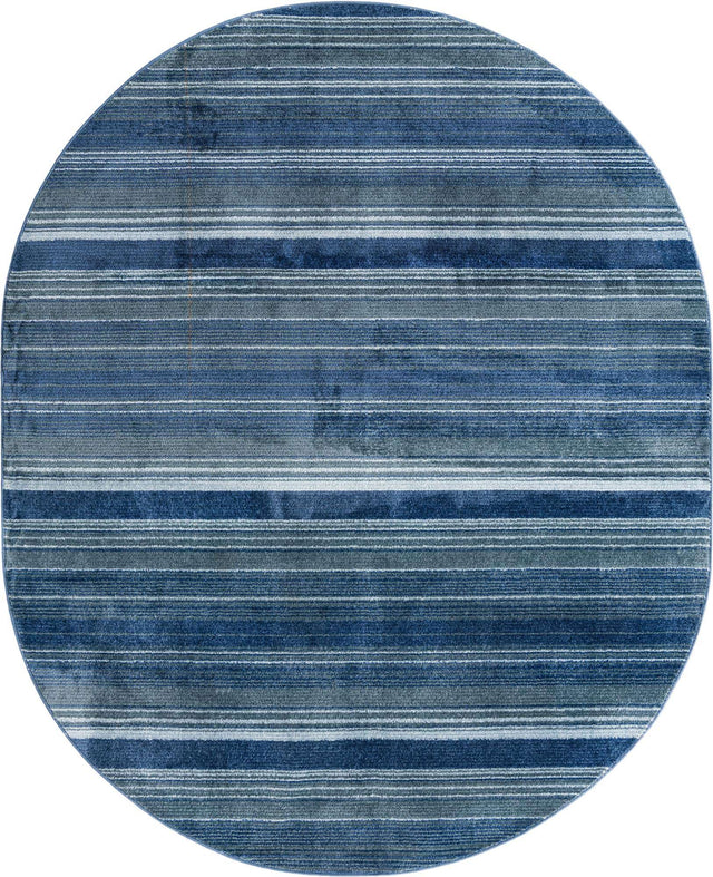 Blue 7' 10 x 10' 2 Gemstone Oval Area Rug Polypropylene Contemporary Carpet Easy Clean Stain Resistant for Home Design Decorating for Sale at Rug Engine