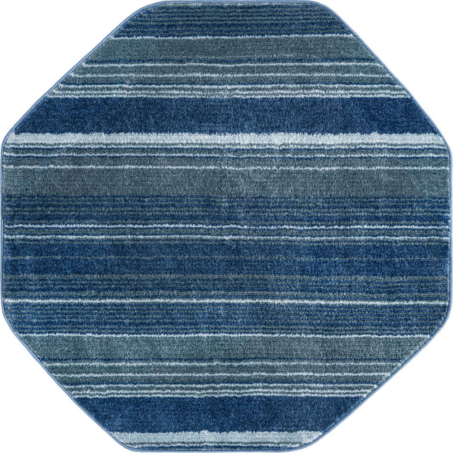 Blue 4' 1 x 4' 1 Gemstone Octagon Area Rug Polypropylene Contemporary Carpet Easy Clean Stain Resistant for Home Design Decorating for Sale at Rug Engine