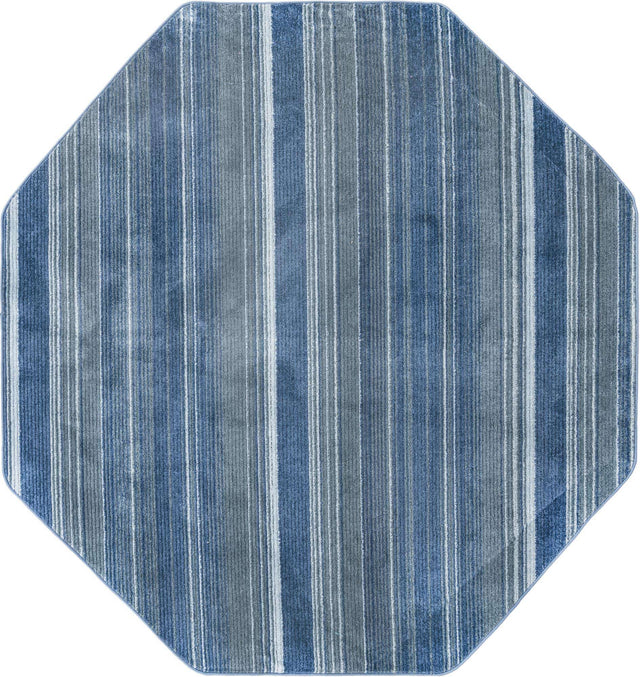 Blue 7' 3 x 7' 3 Gemstone Octagon Area Rug Polypropylene Contemporary Carpet Easy Clean Stain Resistant for Home Design Decorating for Sale at Rug Engine
