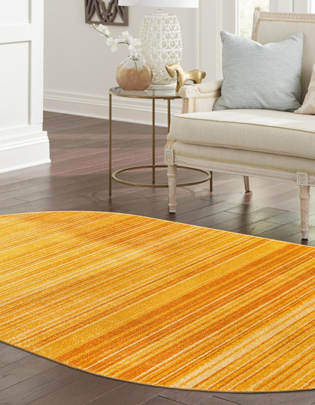 Yellow 5' 3 x 8' Gemstone Oval Area Rug Polypropylene Contemporary Carpet Easy Clean Stain Resistant for Home Design Decorating for Sale at Rug Engine