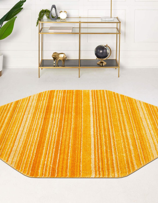 Yellow 4' 1 x 4' 1 Gemstone Octagon Area Rug Polypropylene Contemporary Carpet Easy Clean Stain Resistant for Home Design Decorating for Sale at Rug Engine