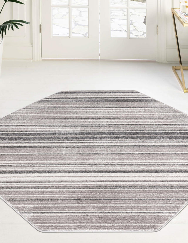 Gray 4' 1 x 4' 1 Gemstone Octagon Area Rug Polypropylene Contemporary Carpet Easy Clean Stain Resistant for Home Design Decorating for Sale at Rug Engine