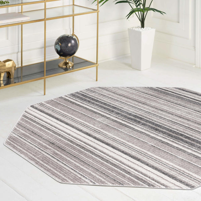 Gray 4' 1 x 4' 1 Gemstone Octagon Area Rug Polypropylene Contemporary Carpet Easy Clean Stain Resistant for Home Design Decorating for Sale at Rug Engine
