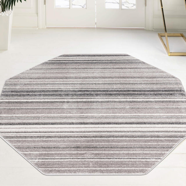 Gray 4' 1 x 4' 1 Gemstone Octagon Area Rug Polypropylene Contemporary Carpet Easy Clean Stain Resistant for Home Design Decorating for Sale at Rug Engine