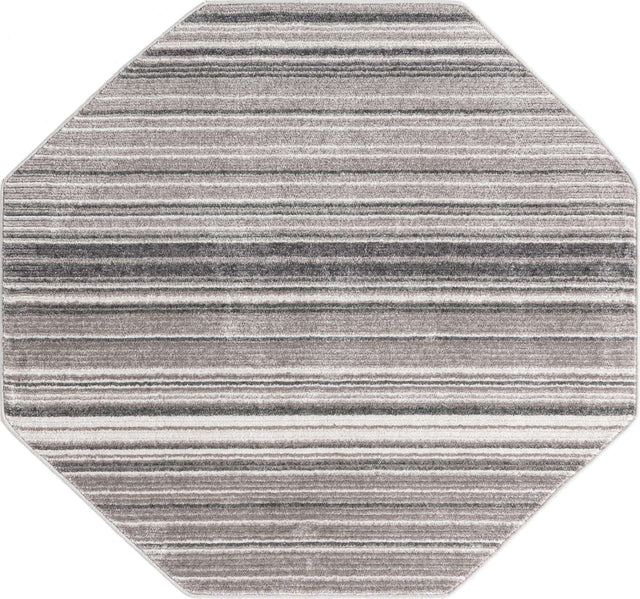 Gray 4' 1 x 4' 1 Gemstone Octagon Area Rug Polypropylene Contemporary Carpet Easy Clean Stain Resistant for Home Design Decorating for Sale at Rug Engine