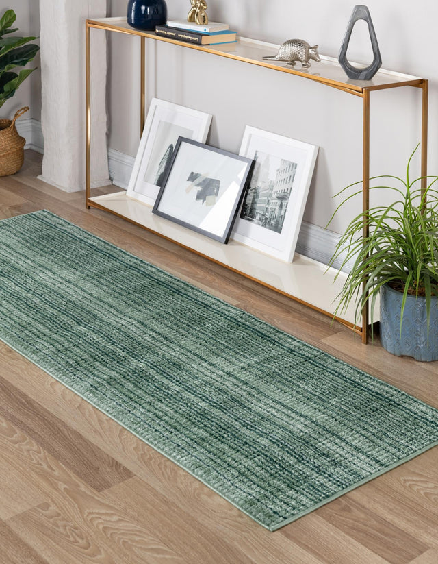 Green 2' 2 x 5' 1 Gemstone Runner Area Rug Polypropylene Contemporary Carpet Easy Clean Stain Resistant for Home Design Decorating for Sale at Rug Engine