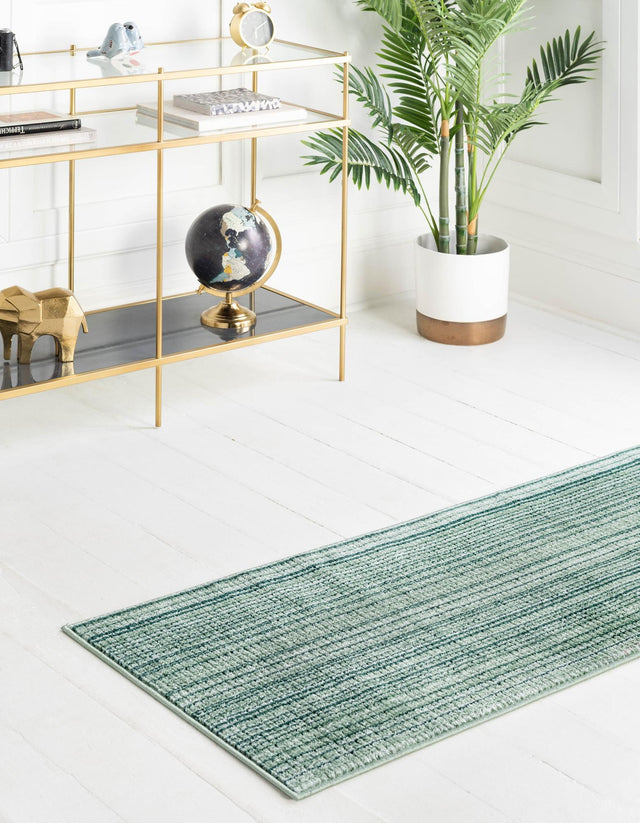 Green 2' 7 x 12' Gemstone Runner Area Rug Polypropylene Contemporary Carpet Easy Clean Stain Resistant for Home Design Decorating for Sale at Rug Engine