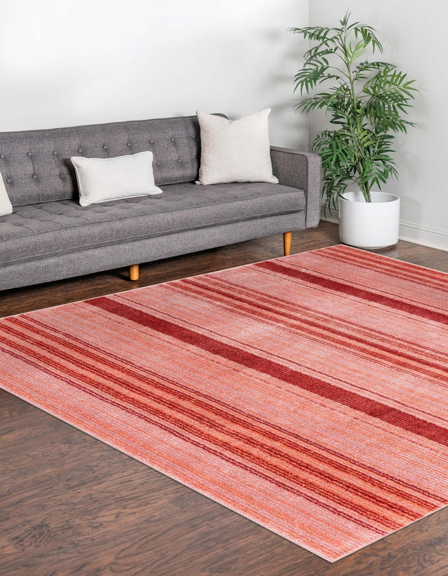 Rusty Pink Rose 7' 3 x 7' 3 Gemstone Square Area Rug Polypropylene Contemporary Carpet Easy Clean Stain Resistant for Home Design Decorating for Sale at Rug Engine