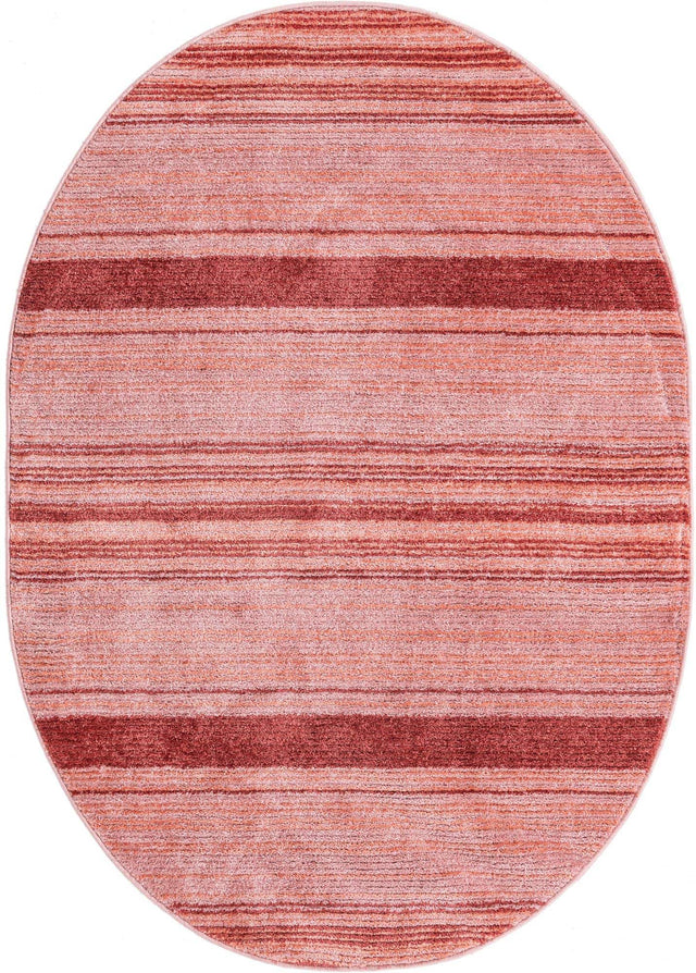 Rusty Pink Rose 4' 1 x 6' 3 Gemstone Oval Area Rug Polypropylene Contemporary Carpet Easy Clean Stain Resistant for Home Design Decorating for Sale at Rug Engine