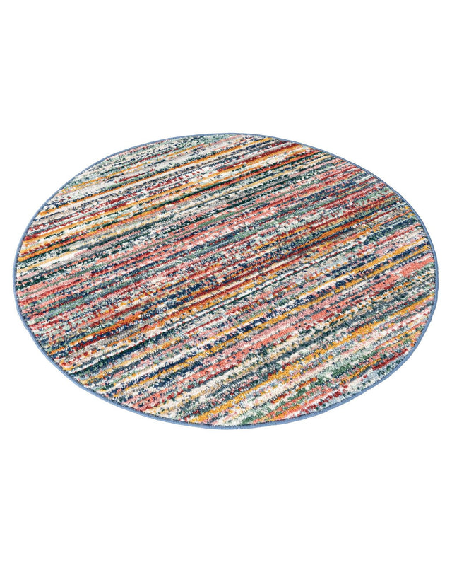 Multicolor 3' 3 x 3' 3 Gemstone Round Area Rug Polypropylene Contemporary Carpet Easy Clean Stain Resistant for Home Design Decorating for Sale at Rug Engine