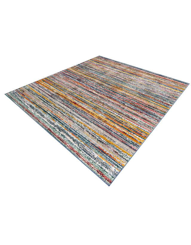 Multicolor 7' 3 x 7' 3 Gemstone Square Area Rug Polypropylene Contemporary Carpet Easy Clean Stain Resistant for Home Design Decorating for Sale at Rug Engine