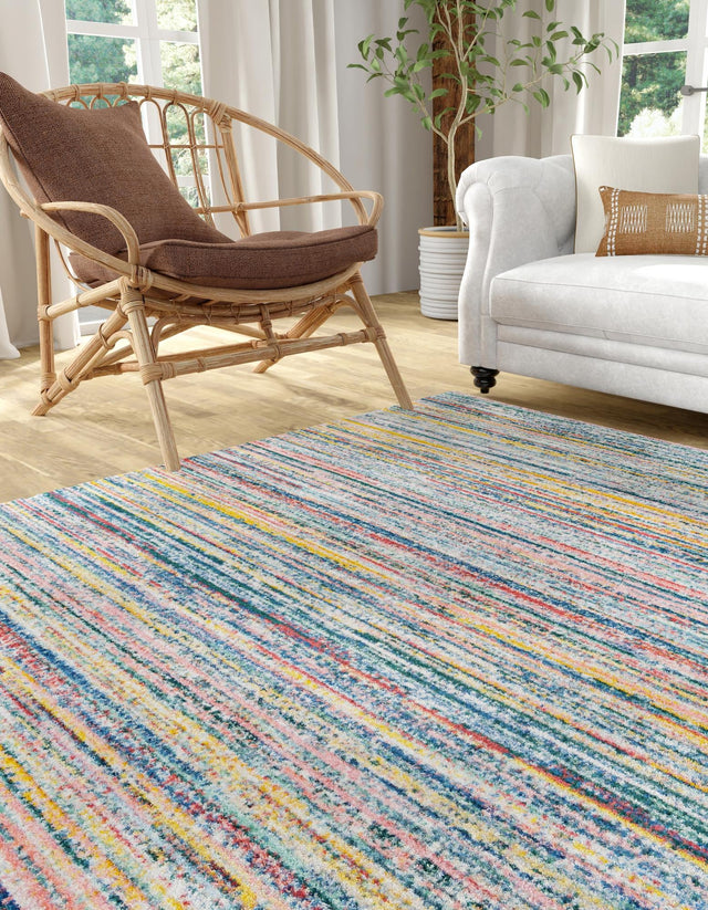 Multicolor 9' 10 x 9' 10 Gemstone Square Area Rug Polypropylene Contemporary Carpet Easy Clean Stain Resistant for Home Design Decorating for Sale at Rug Engine