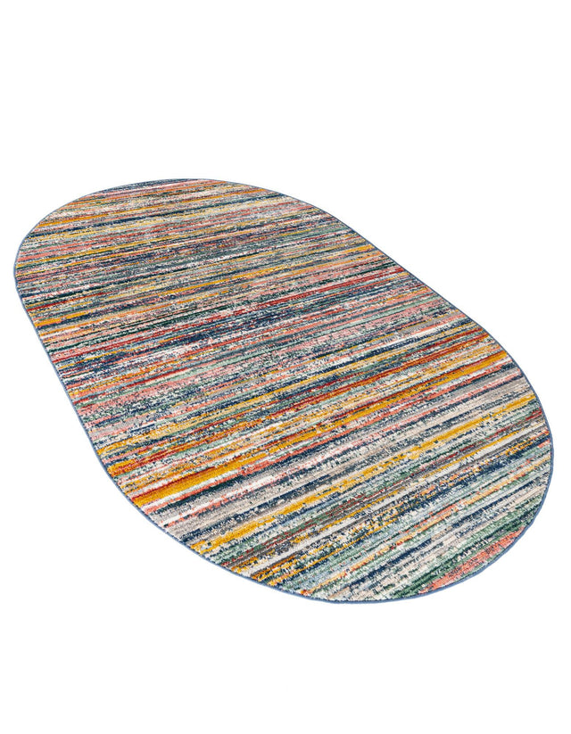 Multicolor 5' 3 x 8' Gemstone Oval Area Rug Polypropylene Contemporary Carpet Easy Clean Stain Resistant for Home Design Decorating for Sale at Rug Engine