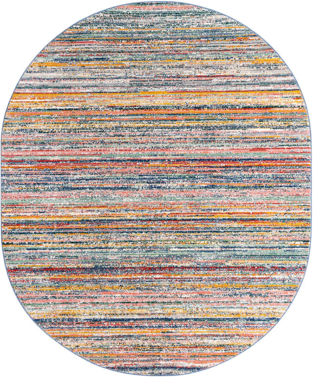 Multicolor 7' 10 x 10' 2 Gemstone Oval Area Rug Polypropylene Contemporary Carpet Easy Clean Stain Resistant for Home Design Decorating for Sale at Rug Engine