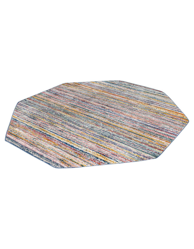 Multicolor 7' 3 x 7' 3 Gemstone Octagon Area Rug Polypropylene Contemporary Carpet Easy Clean Stain Resistant for Home Design Decorating for Sale at Rug Engine