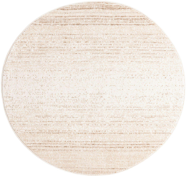 Ivory 5' 3 x 5' 3 Gemstone Round Area Rug Polypropylene Contemporary Carpet Easy Clean Stain Resistant for Home Design Decorating for Sale at Rug Engine