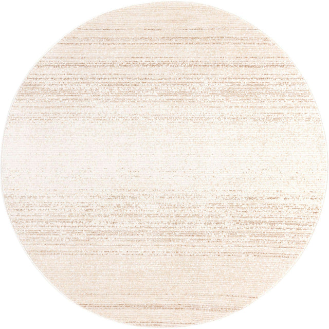 Ivory 7' 3 x 7' 3 Gemstone Round Area Rug Polypropylene Contemporary Carpet Easy Clean Stain Resistant for Home Design Decorating for Sale at Rug Engine