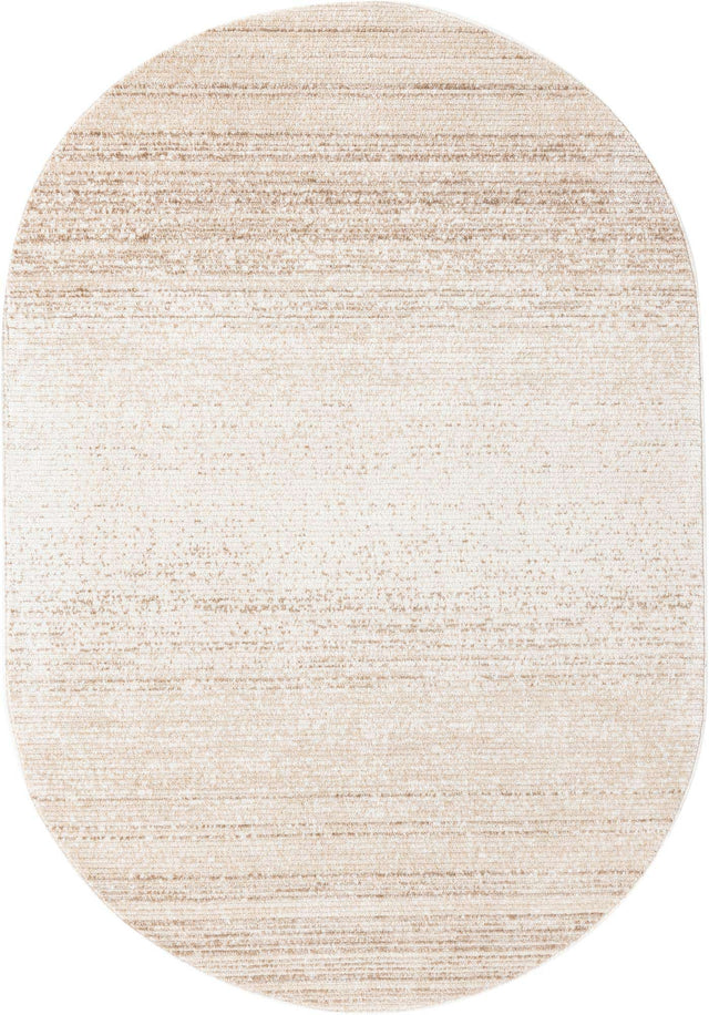 Ivory 5' 3 x 8' Gemstone Oval Area Rug Polypropylene Contemporary Carpet Easy Clean Stain Resistant for Home Design Decorating for Sale at Rug Engine