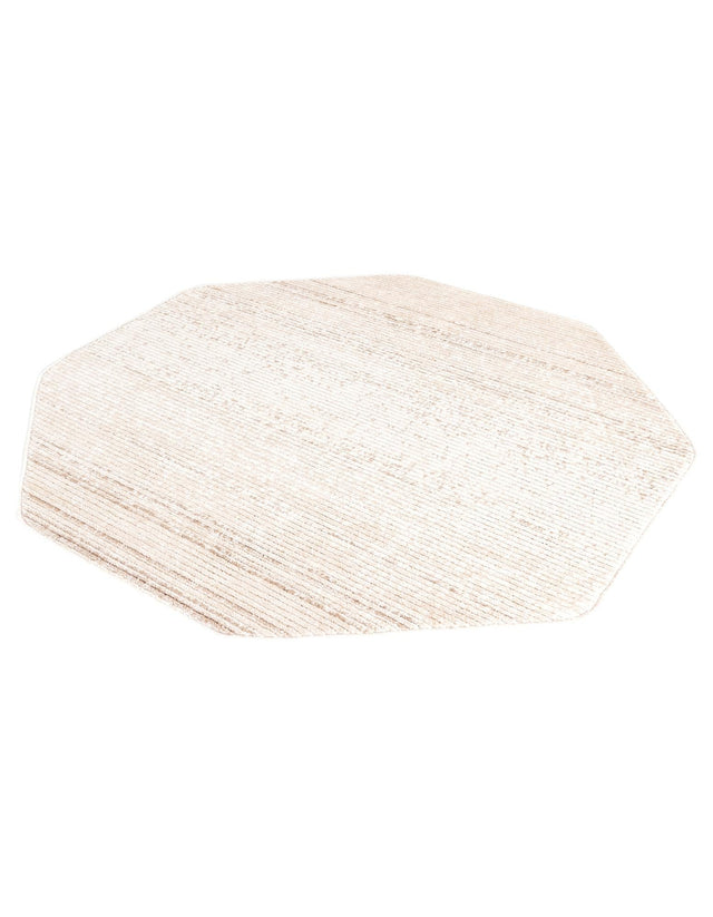 Ivory 4' 1 x 4' 1 Gemstone Octagon Area Rug Polypropylene Contemporary Carpet Easy Clean Stain Resistant for Home Design Decorating for Sale at Rug Engine