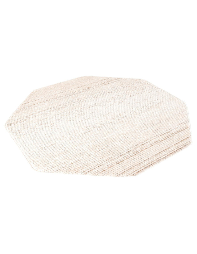 Ivory 4' 1 x 4' 1 Gemstone Octagon Area Rug Polypropylene Contemporary Carpet Easy Clean Stain Resistant for Home Design Decorating for Sale at Rug Engine