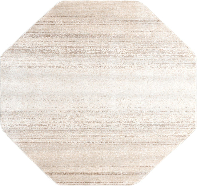 Ivory 7' 3 x 7' 3 Gemstone Octagon Area Rug Polypropylene Contemporary Carpet Easy Clean Stain Resistant for Home Design Decorating for Sale at Rug Engine
