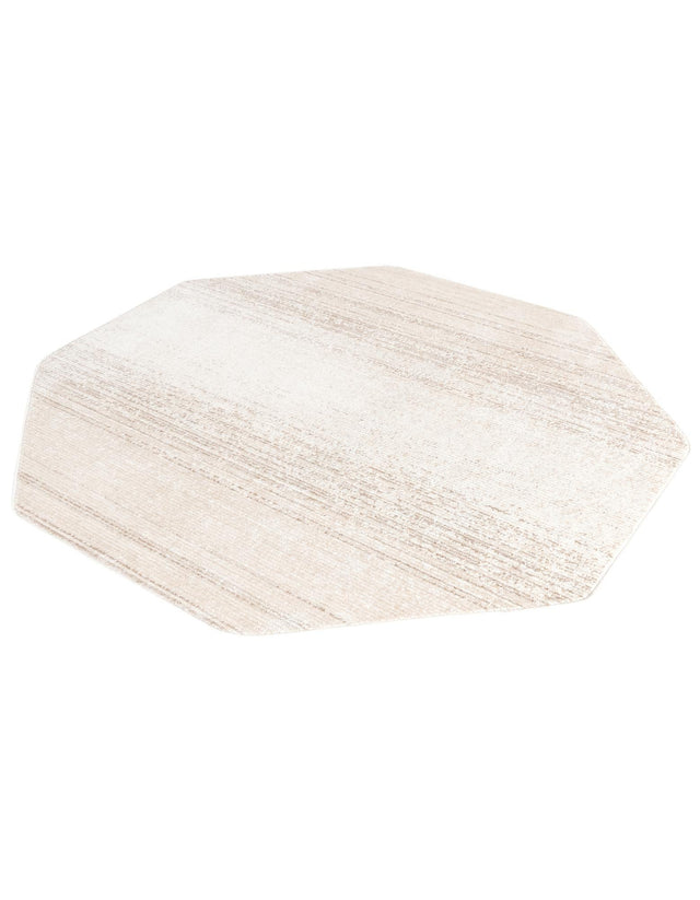 Ivory 7' 3 x 7' 3 Gemstone Octagon Area Rug Polypropylene Contemporary Carpet Easy Clean Stain Resistant for Home Design Decorating for Sale at Rug Engine