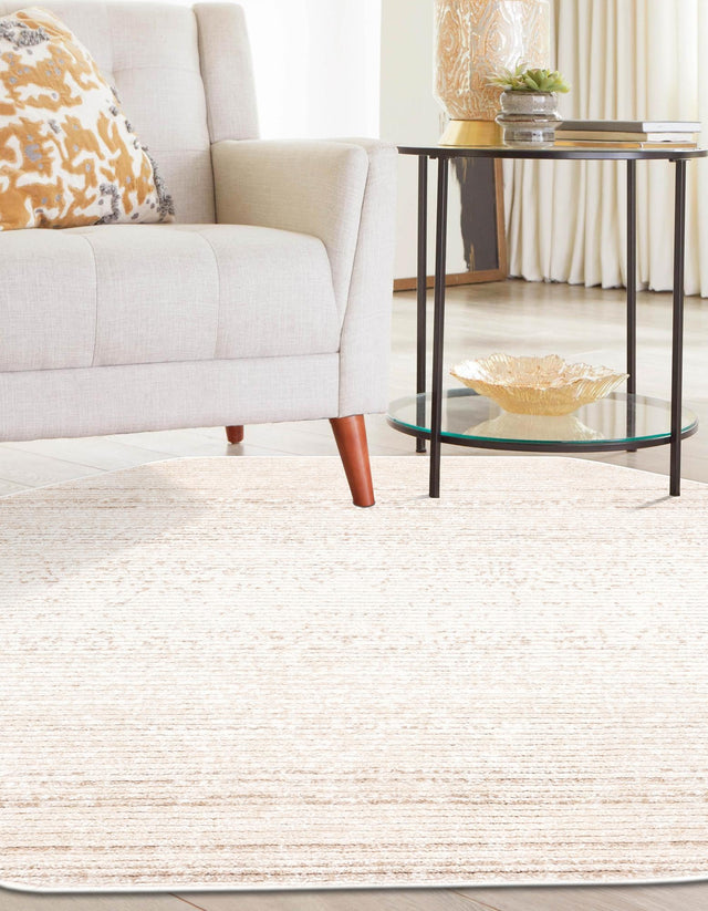 Ivory 7' 3 x 7' 3 Gemstone Octagon Area Rug Polypropylene Contemporary Carpet Easy Clean Stain Resistant for Home Design Decorating for Sale at Rug Engine