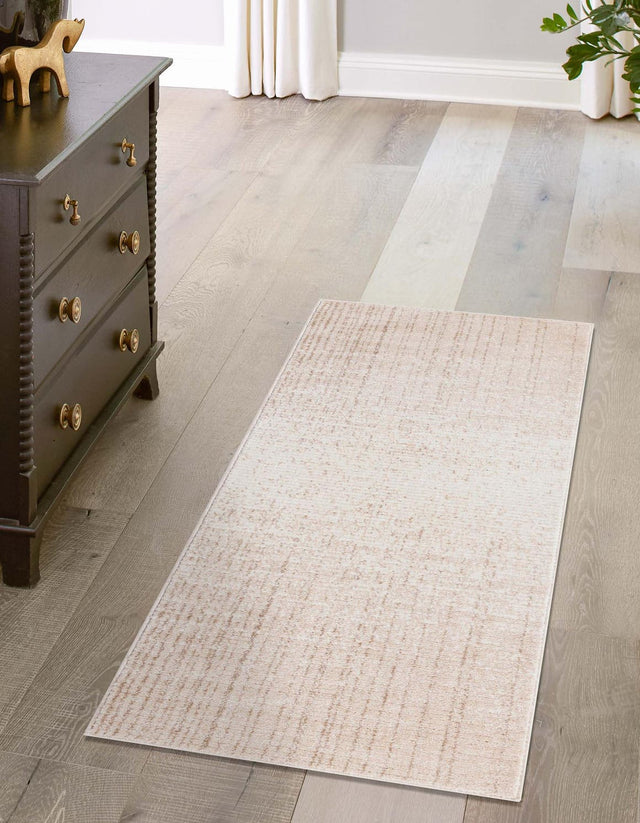 Ivory 2' 2 x 5' 1 Gemstone Runner Area Rug Polypropylene Contemporary Carpet Easy Clean Stain Resistant for Home Design Decorating for Sale at Rug Engine