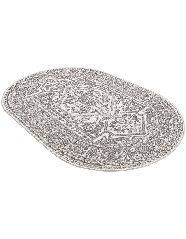 White 5' 3 x 8' Boston Oval Area Rug 55% Polypropylene & 45% Polyester Easy Clean Traditional Classical Carpet for Contemporary Living Dining Room Office Space for Sale at Rug Engine
