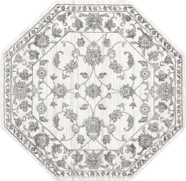 white Gray 5' 3 x 5' 3 Boston Octagon Area Rug 55% Polypropylene & 45% Polyester Easy Clean Traditional Classical Carpet for Contemporary Living Dining Room Office Space for Sale at Rug Engine