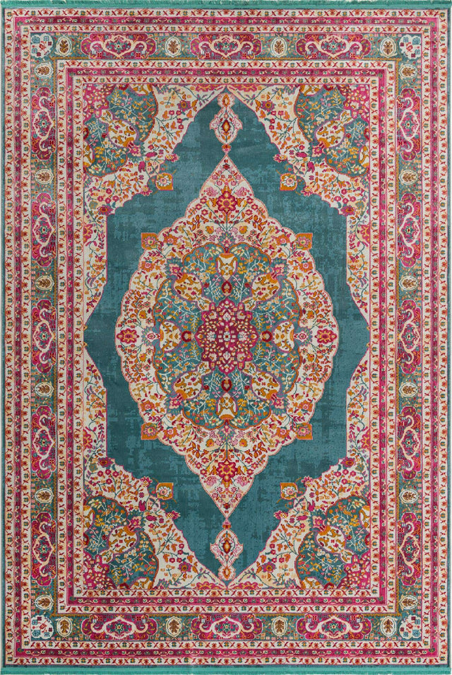 Turquoise 10' x 14' Baracoa Rectangle Area Rug 100% Polypropylene Distressed Vintage Living Dining Room Office Traditional Carpet for Sale at Rug Engine