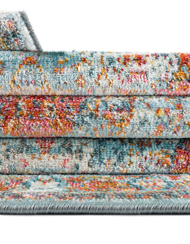 Light Blue 8' x 8' Baracoa Octagon Area Rug 100% Polypropylene Distressed Vintage Living Dining Room Office Traditional Carpet for Sale at Rug Engine