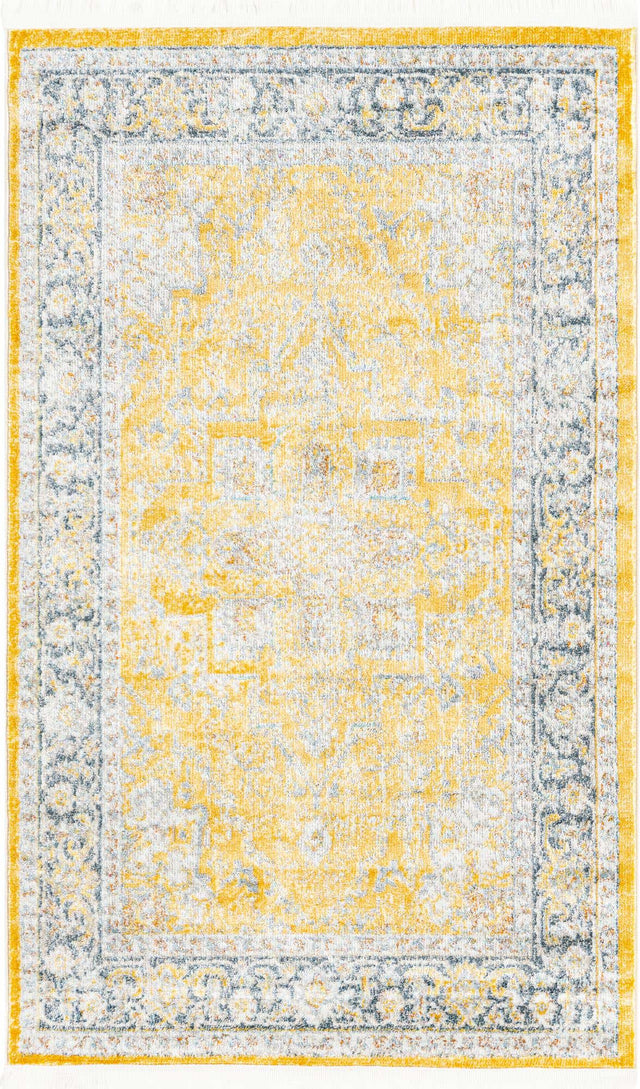Yellow 3' 3 x 5' 3 Baracoa Rectangle Area Rug 100% Polypropylene Distressed Vintage Living Dining Room Office Traditional Carpet for Sale at Rug Engine
