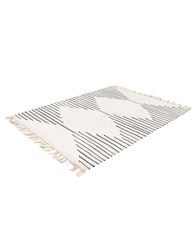 White 3' 3 x 5' 1 Chindi Cotton Rectangle Area Rug Interior Design Home Decor Carpet Mat for Sale at Rug Engine
