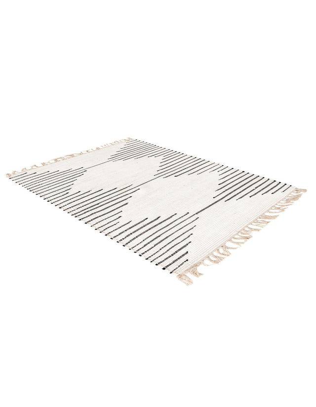 White 3' 3 x 5' 1 Chindi Cotton Rectangle Area Rug Interior Design Home Decor Carpet Mat for Sale at Rug Engine