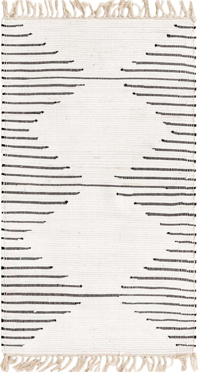 White 3' 3 x 5' 1 Chindi Cotton Rectangle Area Rug Interior Design Home Decor Carpet Mat for Sale at Rug Engine