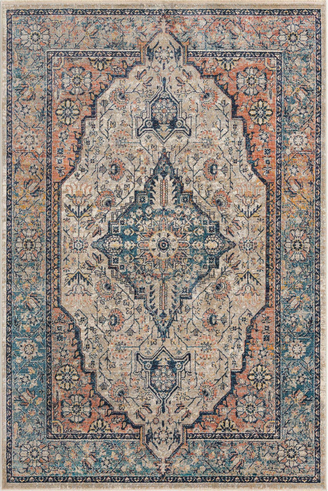 Blue 6' x 9' 2 Lola Rectangle Area Rug Polypropylene With Jute Backing Traditional Pattern Easy Clean Carpet for Home Interior Design for Sale at Rug Engine