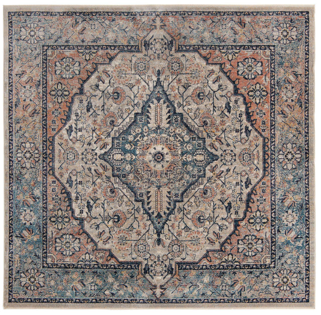 Blue 7' 10 x 7' 10 Lola Square Area Rug Polypropylene With Jute Backing Traditional Pattern Easy Clean Carpet for Home Interior Design for Sale at Rug Engine