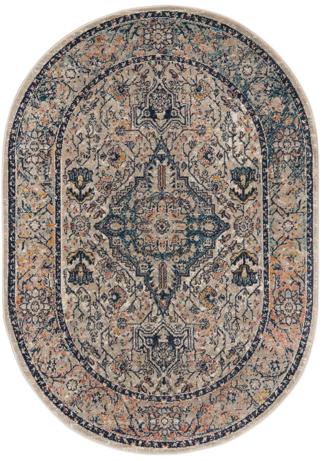 Blue 3' 11 x 5' 11 Lola Oval Area Rug Polypropylene With Jute Backing Traditional Pattern Easy Clean Carpet for Home Interior Design for Sale at Rug Engine