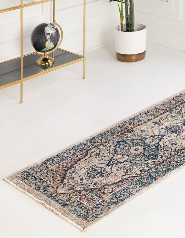 Blue 2' x 5' 11 Lola Runner Area Rug Polypropylene With Jute Backing Traditional Pattern Easy Clean Carpet for Home Interior Design for Sale at Rug Engine