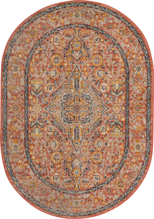 Brick Red 3' 11 x 5' 11 Lola Oval Area Rug Polypropylene With Jute Backing Traditional Pattern Easy Clean Carpet for Home Interior Design for Sale at Rug Engine