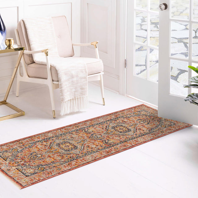 Brick Red 2' 7 x 10' 2 Lola Runner Area Rug Polypropylene With Jute Backing Traditional Pattern Easy Clean Carpet for Home Interior Design for Sale at Rug Engine
