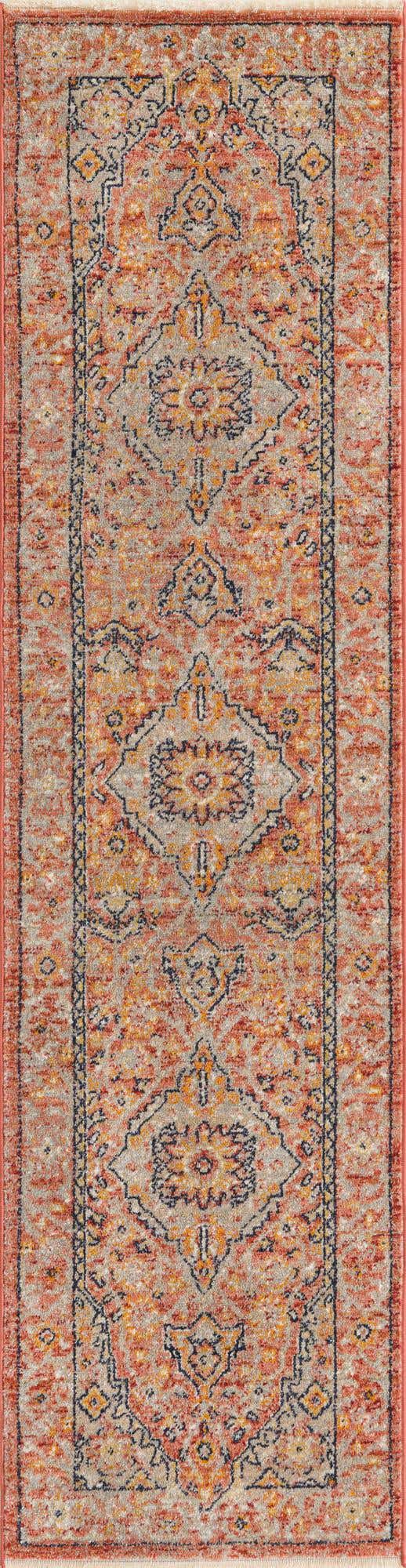 Brick Red 2' x 8' Lola Runner Area Rug Polypropylene With Jute Backing Traditional Pattern Easy Clean Carpet for Home Interior Design for Sale at Rug Engine