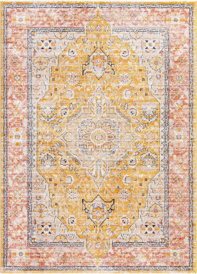 Yellow 7' x 10' 2 Lola Rectangle Area Rug Polypropylene With Jute Backing Traditional Pattern Easy Clean Carpet for Home Interior Design for Sale at Rug Engine