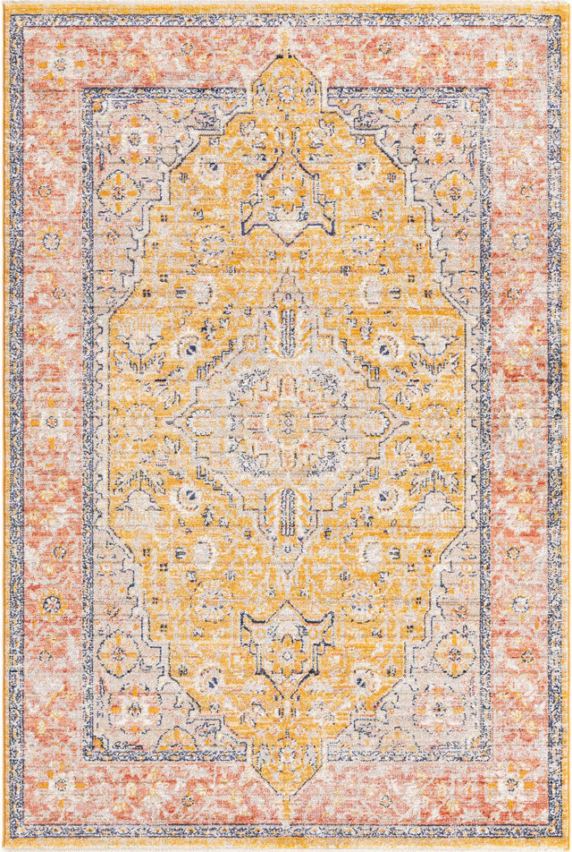 Yellow 5' 3 x 8' Lola Rectangle Area Rug Polypropylene With Jute Backing Traditional Pattern Easy Clean Carpet for Home Interior Design for Sale at Rug Engine