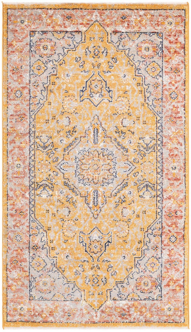 Yellow 2' 11 x 5' 3 Lola Rectangle Area Rug Polypropylene With Jute Backing Traditional Pattern Easy Clean Carpet for Home Interior Design for Sale at Rug Engine